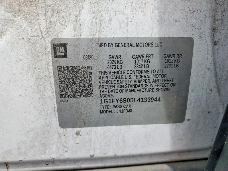 2020 Chevrolet Bolt Ev მანქანა იყიდება აუქციონზე, vin: 1G1FY6S05L4133944, აუქციონის ნომერი: 54957936