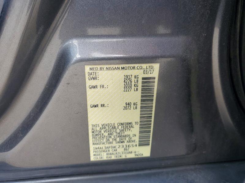 Aukcja sprzedaży 2017 Nissan Altima, vin: 1N4AL3AP3HC233654, numer aukcji: 54718716