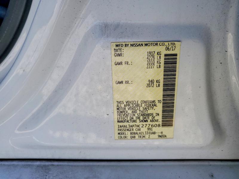 2017 Nissan Altima მანქანა იყიდება აუქციონზე, vin: 1N4AL3AP7HC277608, აუქციონის ნომერი: 54143116