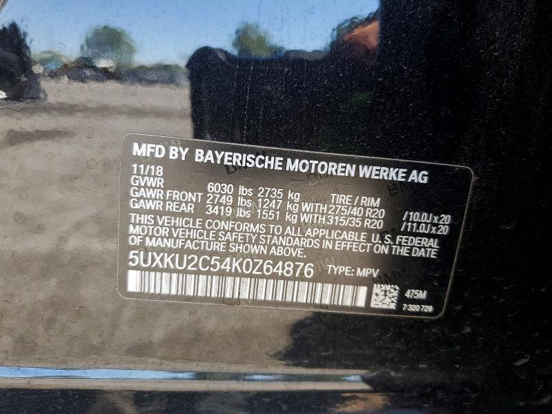 Aukcja sprzedaży 2019 Bmw X6, vin: 5UXKU2C54K0Z64876, numer aukcji: 52780446