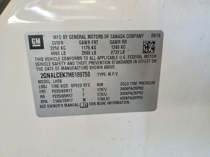 Aukcja sprzedaży 2017 Chevrolet Equinox, vin: 2GNALCEK7H6189750, numer aukcji: 52948326