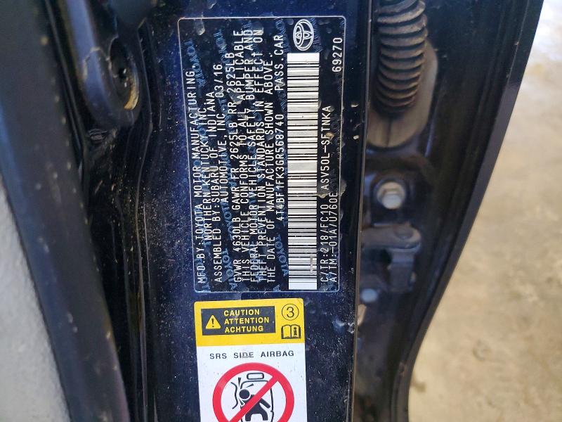53368356 :رقم المزاد ، 4T4BF1FK3GR568740 vin ، 2016 Toyota Camry مزاد بيع