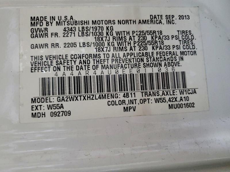 Aukcja sprzedaży 2014 Mitsubishi Outlander Sport, vin: 4A4AR4AU0EE011036, numer aukcji: 52409586