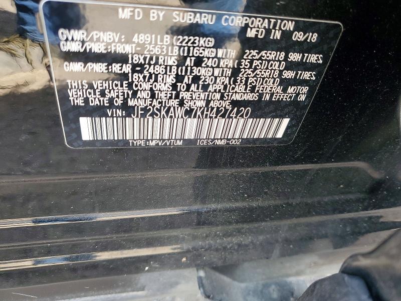 Aukcja sprzedaży 2019 Subaru Forester, vin: JF2SKAWC7KH427420, numer aukcji: 52575736