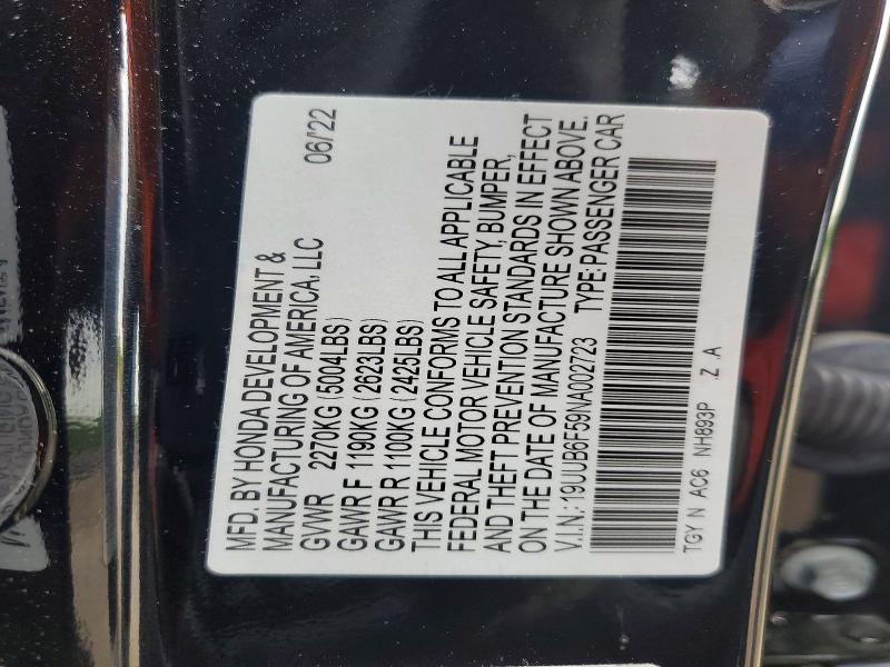2022 Acura Tlx მანქანა იყიდება აუქციონზე, vin: 19UUB6F59NA002723, აუქციონის ნომერი: 52888536