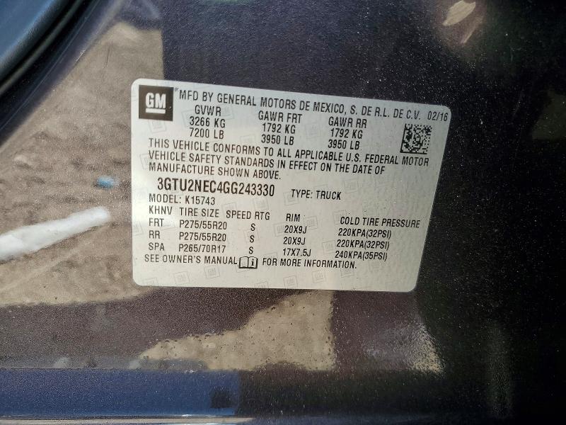 Продажа на аукционе авто 2016 Gmc Sierra, vin: 3GTU2NEC4GG243330, номер лота: 53566896