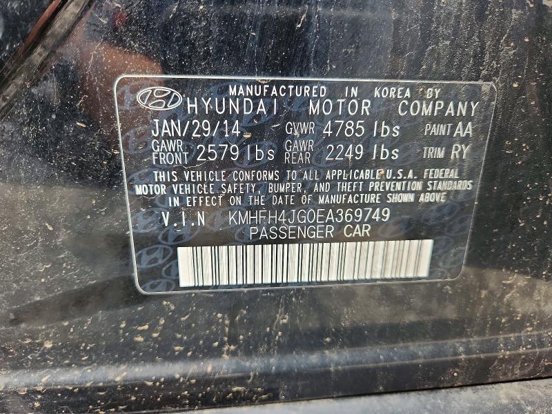 2014 Hyundai Azera მანქანა იყიდება აუქციონზე, vin: KMHFH4JG0EA369749, აუქციონის ნომერი: 53142796