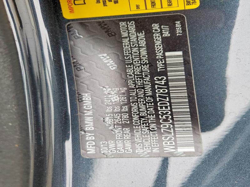 2014 Bmw M6 მანქანა იყიდება აუქციონზე, vin: WBSLZ9C53EDZ78743, აუქციონის ნომერი: 52584486