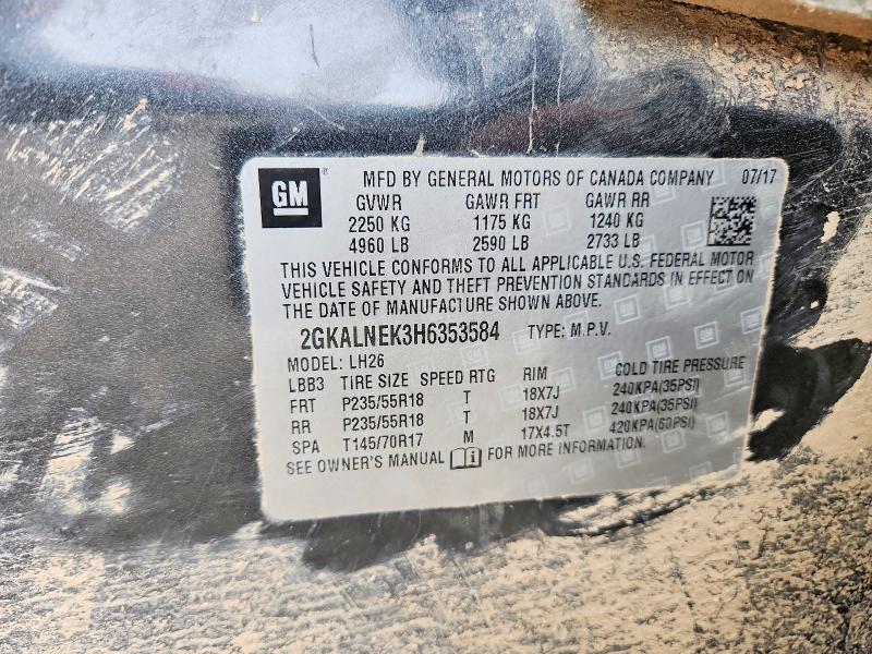 53257566 :رقم المزاد ، 2GKALNEK3H6353584 vin ، 2017 Gmc Terrain مزاد بيع