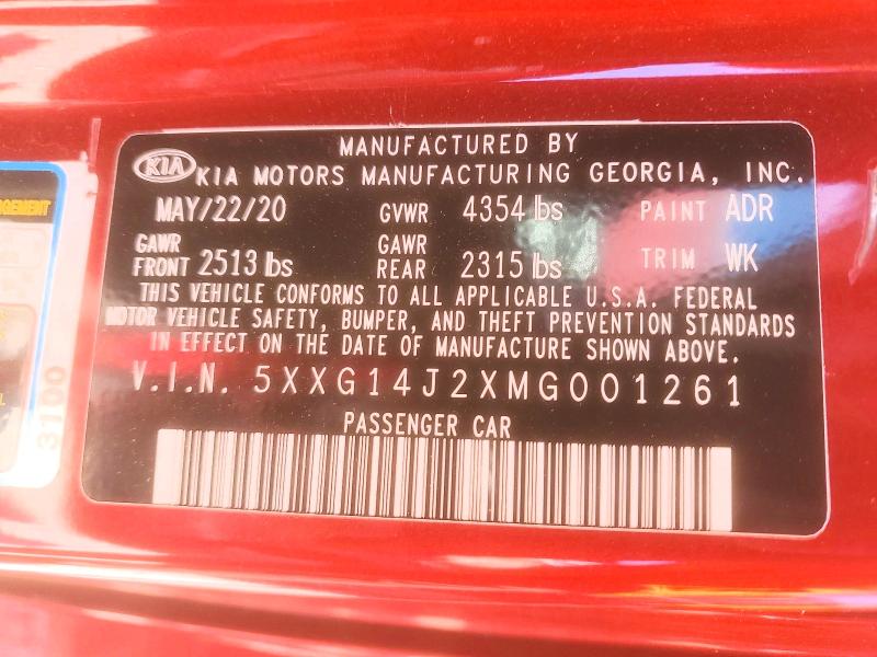 Продаж на аукціоні авто 2021 Kia K5, vin: 5XXG14J2XMG001261, номер лоту: 53803636