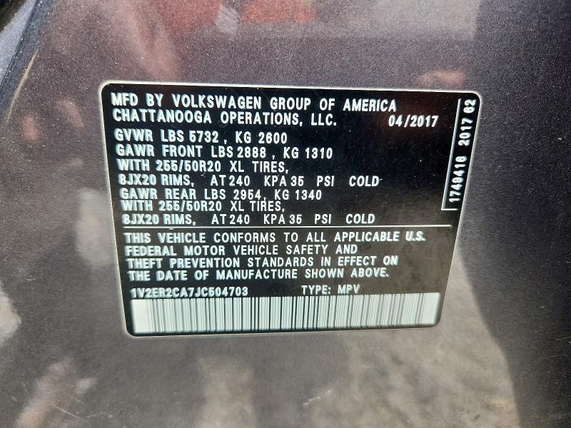 Aukcja sprzedaży 2018 Volkswagen Atlas, vin: 1V2ER2CA7JC504703, numer aukcji: 54248996