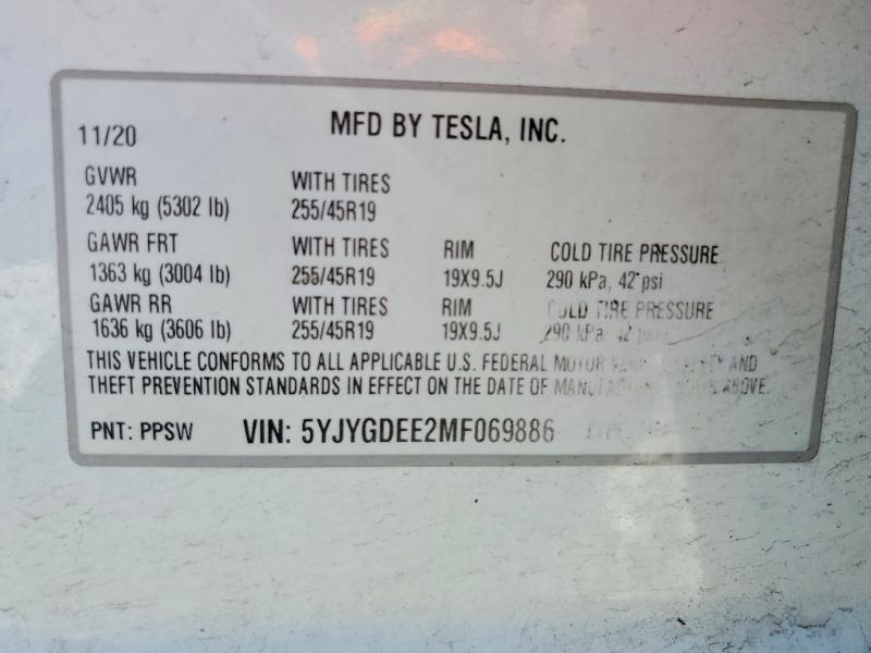 Aukcja sprzedaży 2021 Tesla Model Y, vin: 5YJYGDEE2MF069886, numer aukcji: 52138316