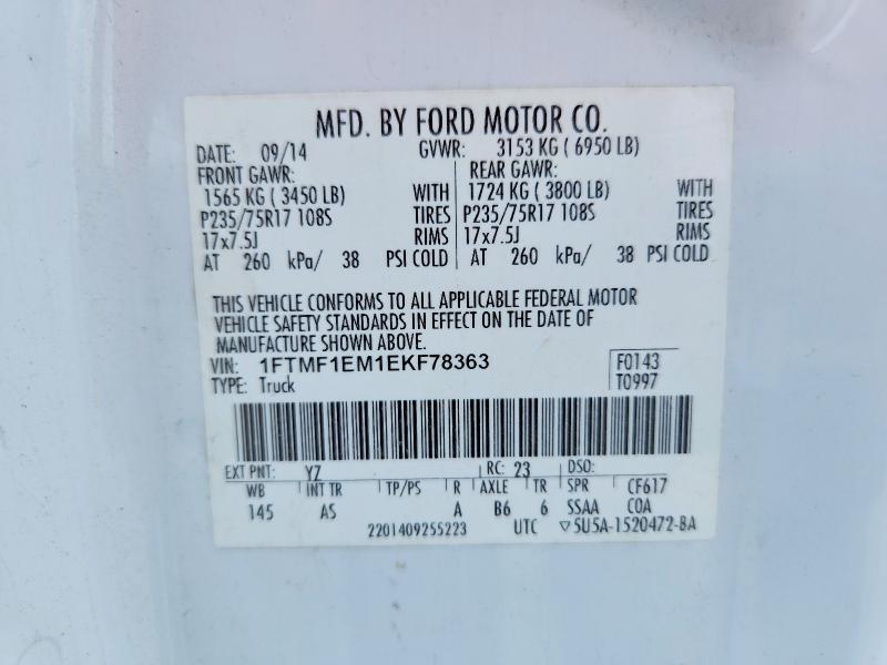 Aukcja sprzedaży 2014 Ford F150, vin: 1FTMF1EM1EKF78363, numer aukcji: 55166796