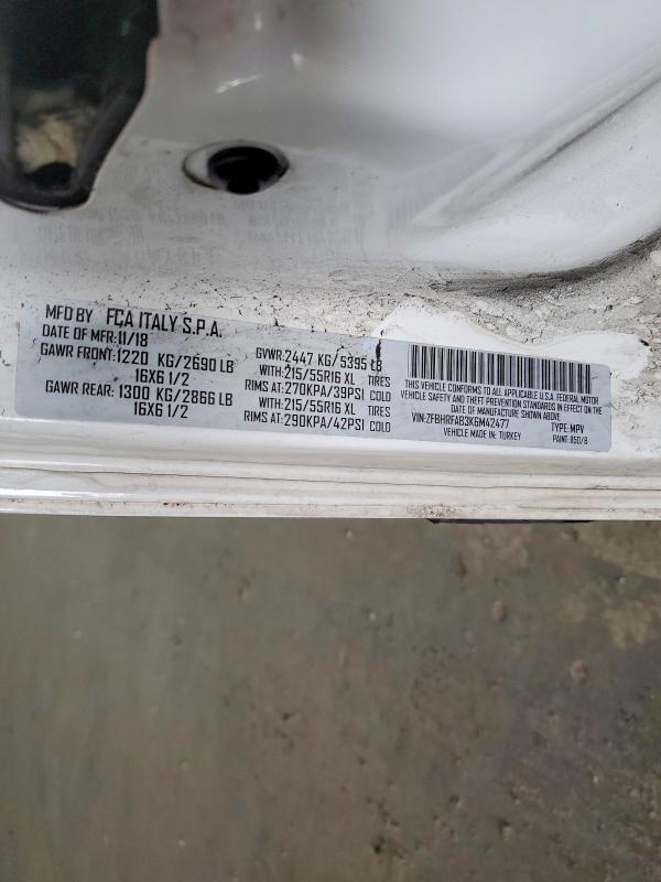 Продажа на аукционе авто 2019 Ram Promaster City, vin: ZFBHRFAB3K6M42477, номер лота: 55204336