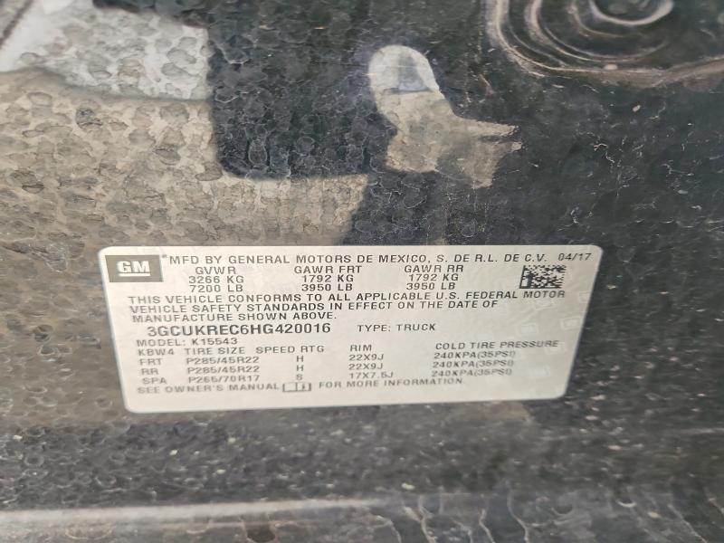 53628796 :رقم المزاد ، 3GCUKREC6HG420016 vin ، 2017 Chevrolet Silverado مزاد بيع