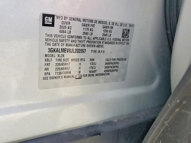2018 Gmc Terrain მანქანა იყიდება აუქციონზე, vin: 3GKALMEV8JL202097, აუქციონის ნომერი: 55109596