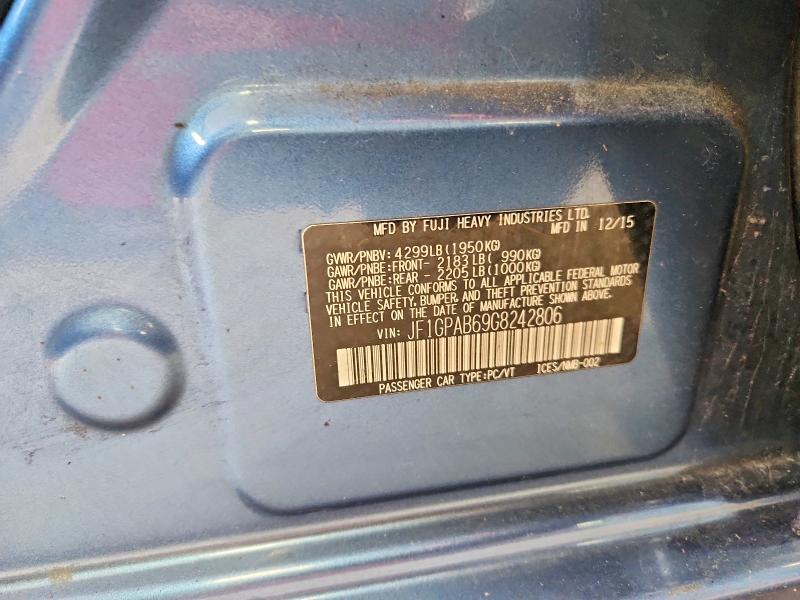 54059376 :رقم المزاد ، JF1GPAB69G8242806 vin ، 2016 Subaru Impreza مزاد بيع