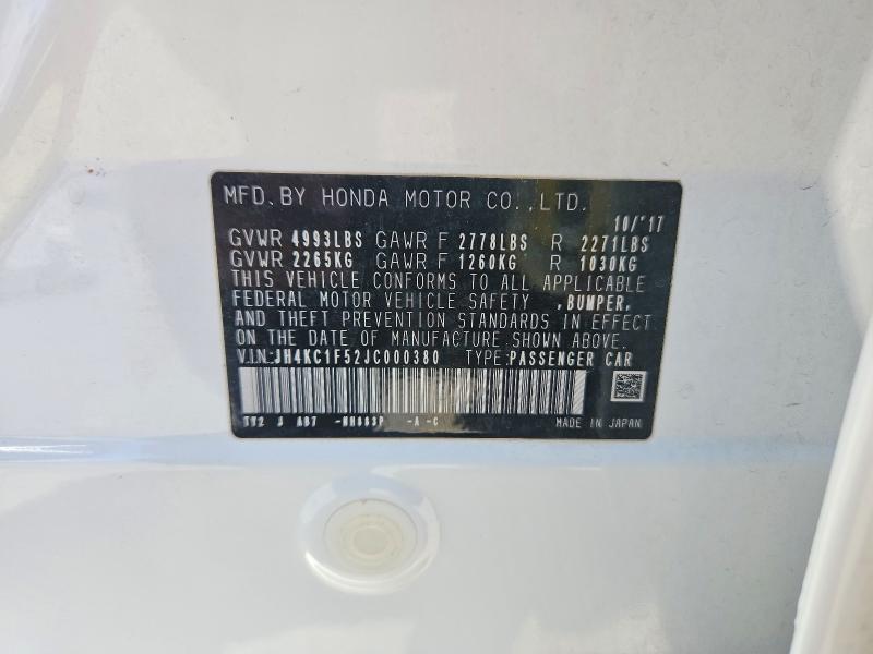 54076586 :رقم المزاد ، JH4KC1F52JC000380 vin ، 2018 Acura Rlx مزاد بيع