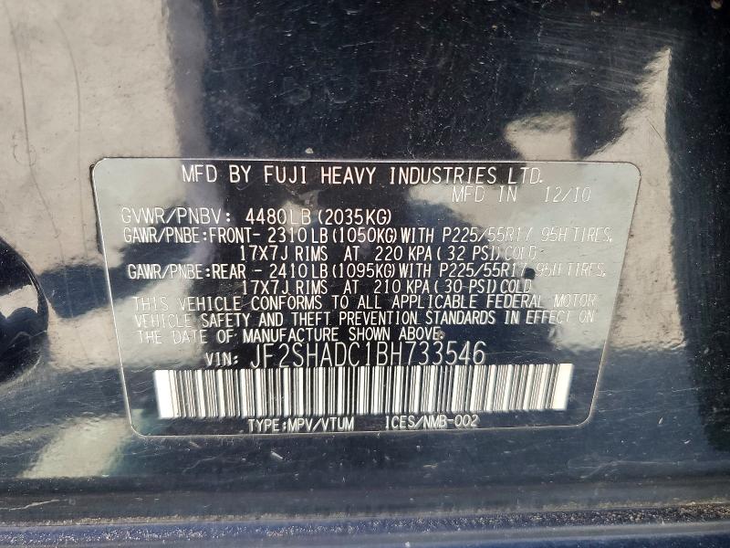 Aukcja sprzedaży 2011 Subaru Forester, vin: JF2SHADC1BH733546, numer aukcji: 52692086