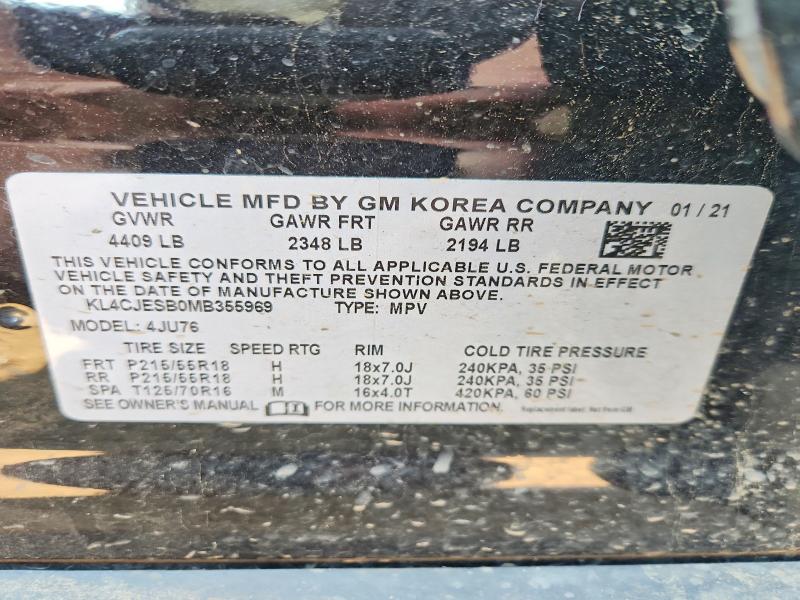 52218406 :رقم المزاد ، KL4CJESB0MB355969 vin ، 2021 Buick Encore مزاد بيع