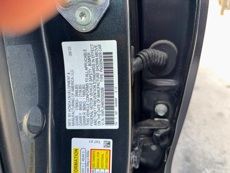 2026 Honda Civic მანქანა იყიდება აუქციონზე, vin: 19XFL2H89TE002588, აუქციონის ნომერი: 54966016