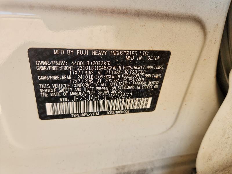 Продажа на аукционе авто 2015 Subaru Forester, vin: JF2SJAHC3FH402472, номер лота: 55211726