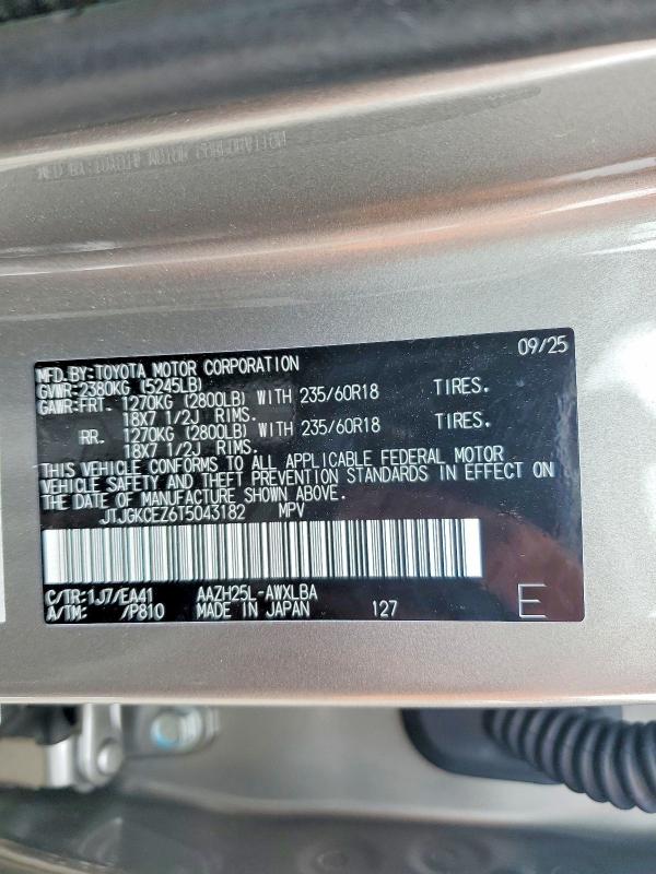 Aukcja sprzedaży 2026 Lexus Nx 350h, vin: JTJGKCEZ6T5043182, numer aukcji: 51298636