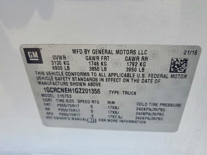 Aukcja sprzedaży 2016 Chevrolet 1500 Silve, vin: 1GCRCNEH1GZ201356, numer aukcji: 53555606