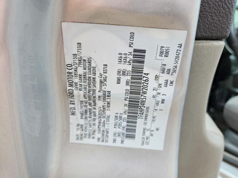 2007 Ford Focus მანქანა იყიდება აუქციონზე, vin: 1FAHP34N57W202674, აუქციონის ნომერი: 52361946