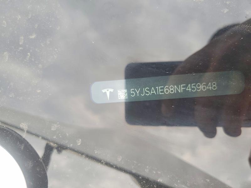52834176 :رقم المزاد ، 5YJSA1E68NF459648 vin ، 2022 Tesla Model S مزاد بيع