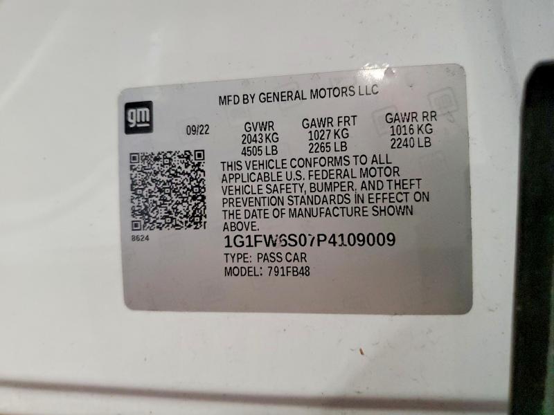 Aukcja sprzedaży 2023 Chevrolet Bolt Ev, vin: 1G1FW6S07P4109009, numer aukcji: 52295326