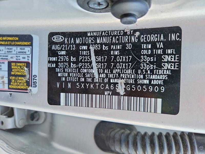Aukcja sprzedaży 2014 Kia Sorento, vin: 5XYKTCA65EG505909, numer aukcji: 53409116
