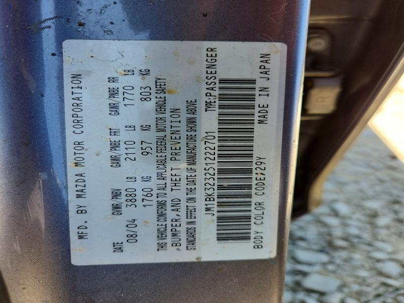 Продаж на аукціоні авто 2005 Mazda 3, vin: JM1BK323251222701, номер лоту: 53584506