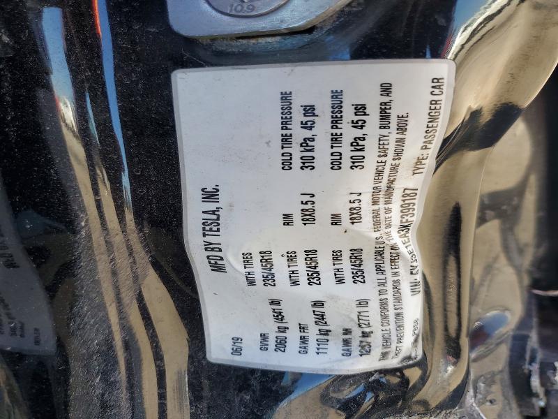 Auction sale of the 2019 Tesla Model 3, vin: 5YJ3E1EA3KF399187, lot number: 52353076