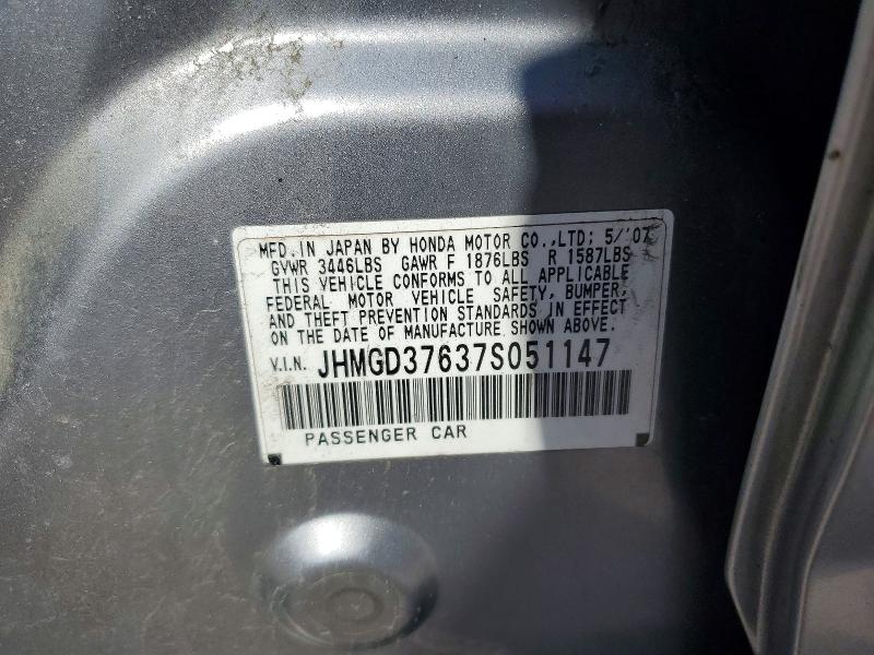 53084166 :رقم المزاد ، JHMGD37637S051147 vin ، 2007 Honda Fit مزاد بيع