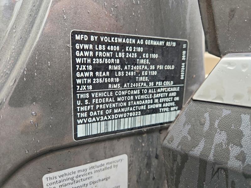 Продаж на аукціоні авто 2013 Volkswagen Tiguan, vin: WVGAV3AX3DW076023, номер лоту: 50963966