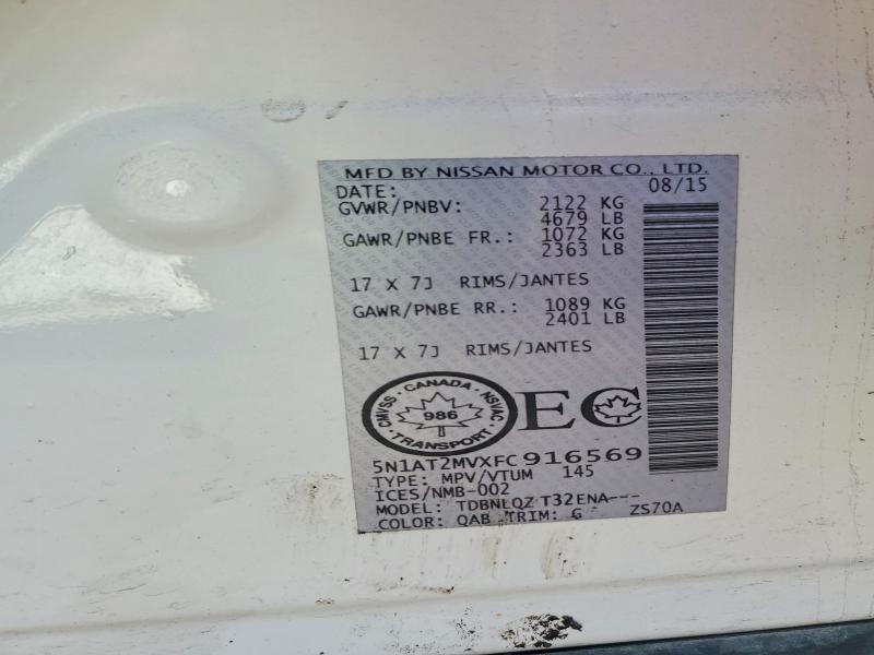 Продаж на аукціоні авто 2015 Nissan Rogue, vin: 5N1AT2MVXFC916569, номер лоту: 53704356