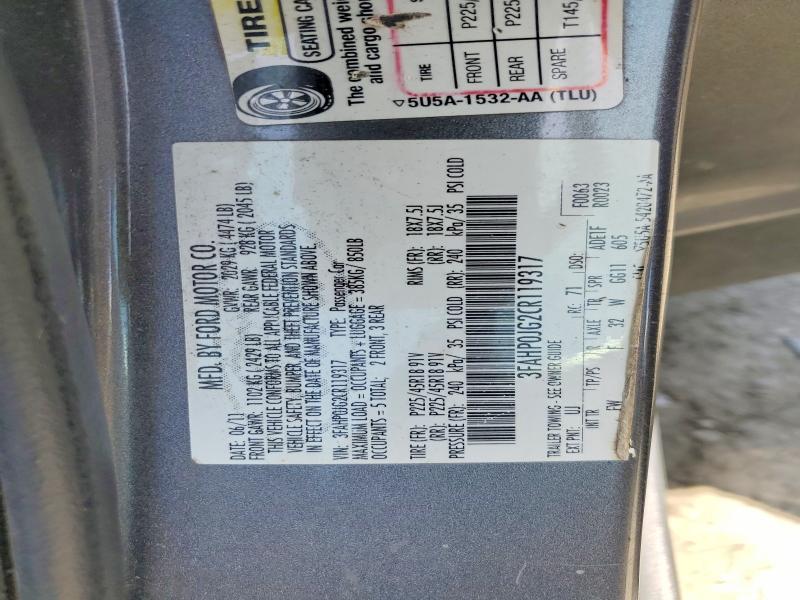 Aukcja sprzedaży 2012 Ford Fusion, vin: 3FAHP0JG2CR119317, numer aukcji: 52865366