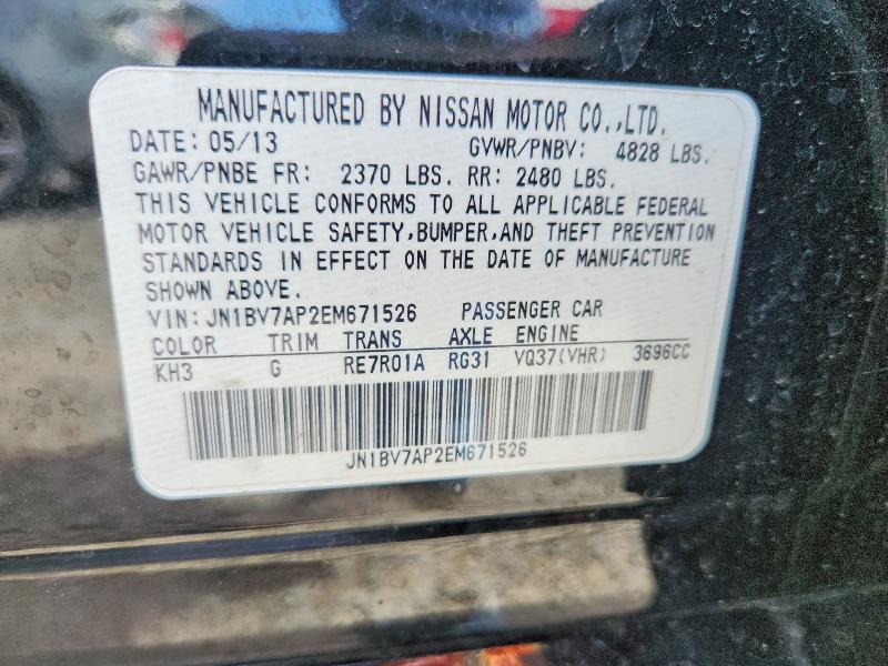 2014 Infiniti Q50 მანქანა იყიდება აუქციონზე, vin: JN1BV7AP2EM671526, აუქციონის ნომერი: 50979246