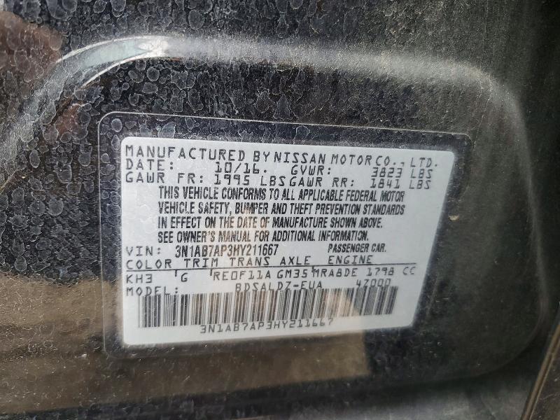 Продажа на аукционе авто 2017 Nissan Sentra, vin: 3N1AB7AP3HY211667, номер лота: 55008036