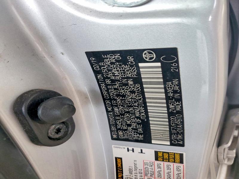Aukcja sprzedaży 2019 Toyota Prius, vin: JTDKARFU1K3077336, numer aukcji: 51811996