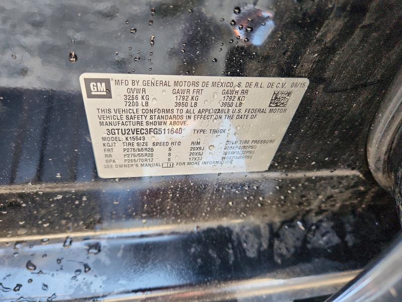2015 Gmc Sierra მანქანა იყიდება აუქციონზე, vin: 3GTU2VEC3FG511640, აუქციონის ნომერი: 53893636