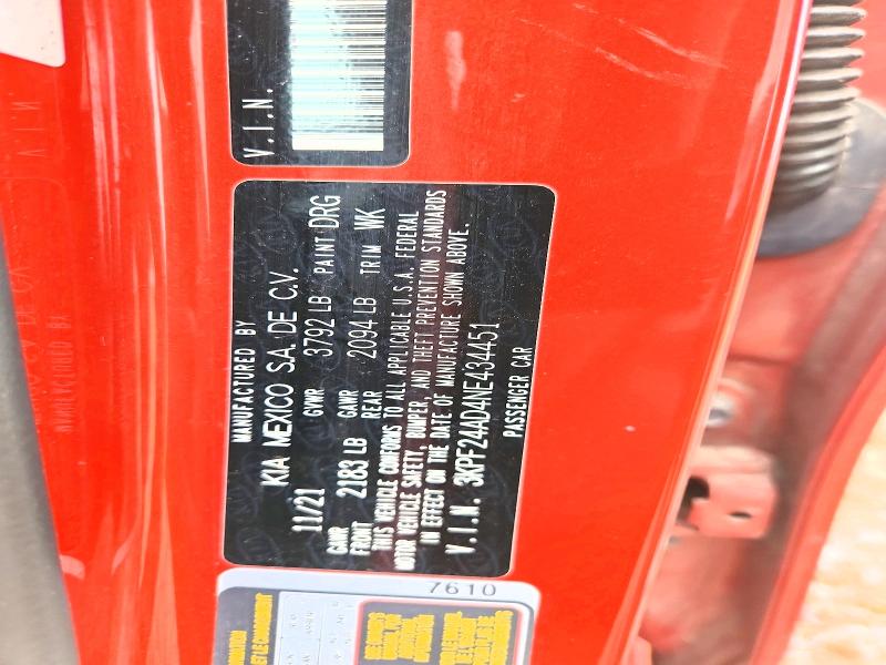 Продажа на аукционе авто 2022 Kia Forte, vin: 3KPF24AD4NE434451, номер лота: 55233466