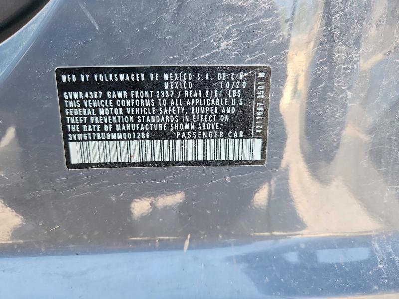 Продажа на аукционе авто 2021 Volkswagen Jetta, vin: 3VW6T7BU8MM007286, номер лота: 53367716