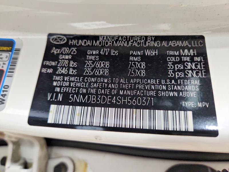 2025 Hyundai Tucson მანქანა იყიდება აუქციონზე, vin: 5NMJB3DE4SH560371, აუქციონის ნომერი: 53975886