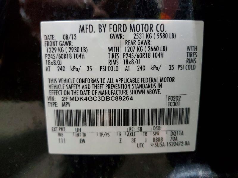 Aukcja sprzedaży 2013 Ford Edge, vin: 2FMDK4GC3DBC89264, numer aukcji: 52538736