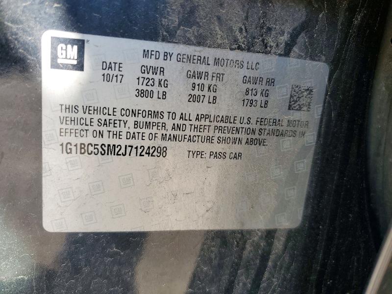 Aukcja sprzedaży 2018 Chevrolet Cruze, vin: 1G1BC5SM2J7124298, numer aukcji: 52695576