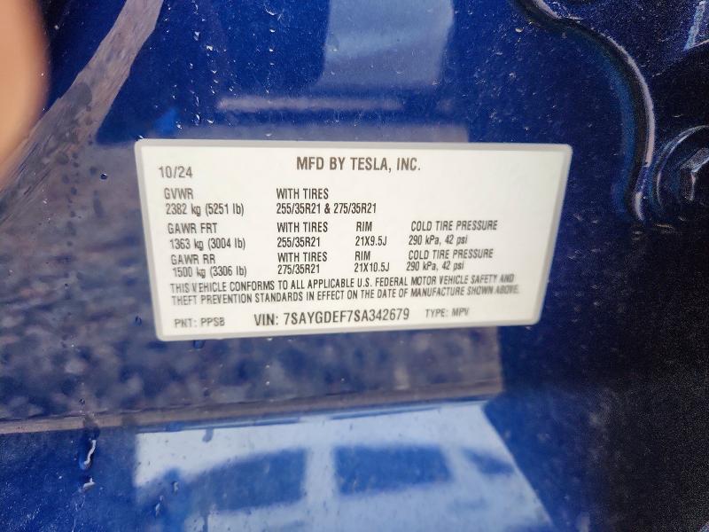Aukcja sprzedaży 2025 Tesla Model Y, vin: 7SAYGDEF7SA342679, numer aukcji: 52653316