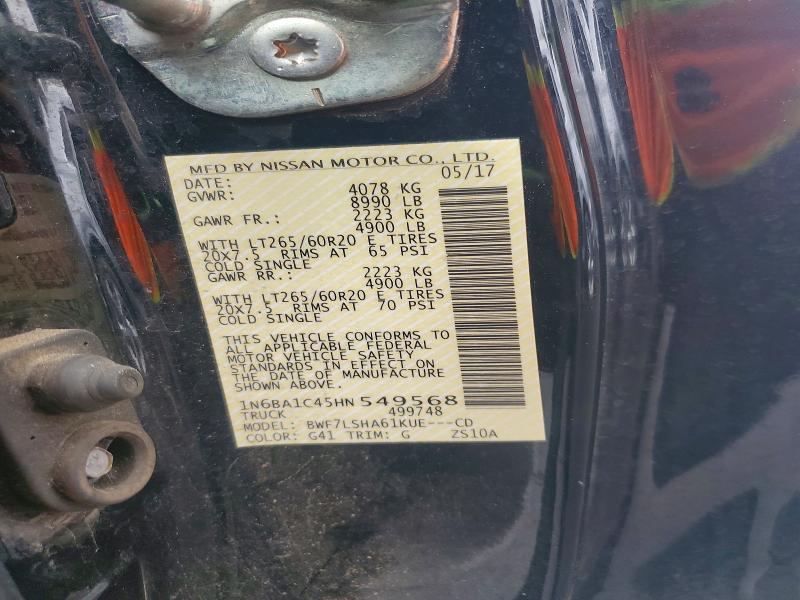 55057356 :رقم المزاد ، 1N6BA1C45HN549568 vin ، 2017 Nissan Titan Xd مزاد بيع
