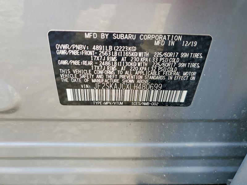 54648916 :رقم المزاد ، JF2SKAJCXLH480699 vin ، 2020 Subaru Forester مزاد بيع